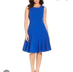 Calvin Klein Royal Blue Pleated A-line Dress In Size Plus 20